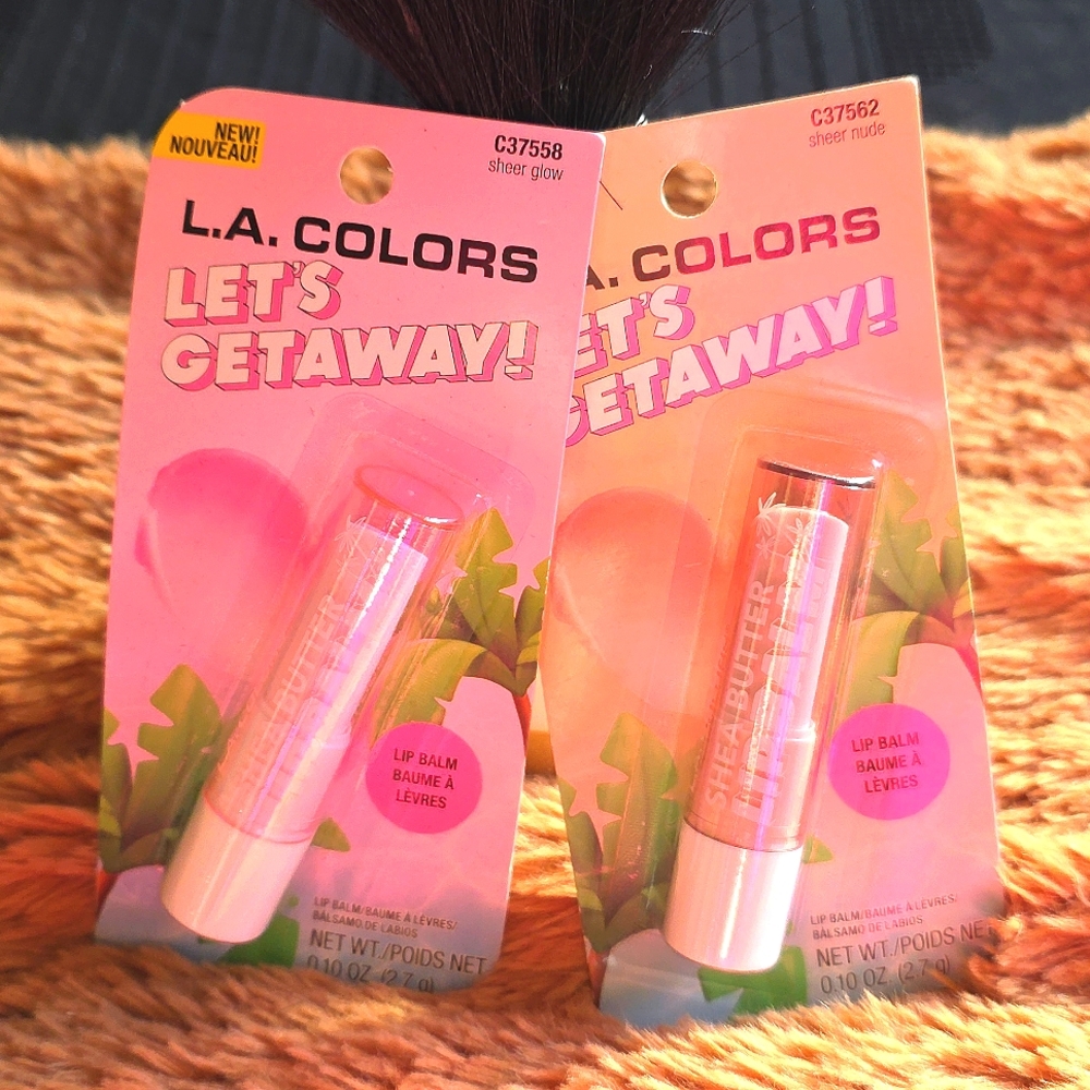 LA Colors “Let’s Get Away” Lip Balm Set — 2 Shades — New